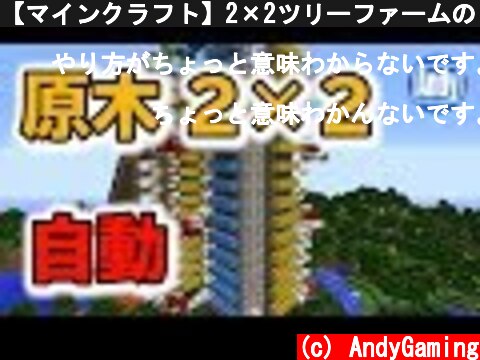 【マインクラフト】2×2ツリーファームのご紹介 自動原木収穫装置 アンディマイクラ(Minecraft JE 1.12)  (c) AndyGaming